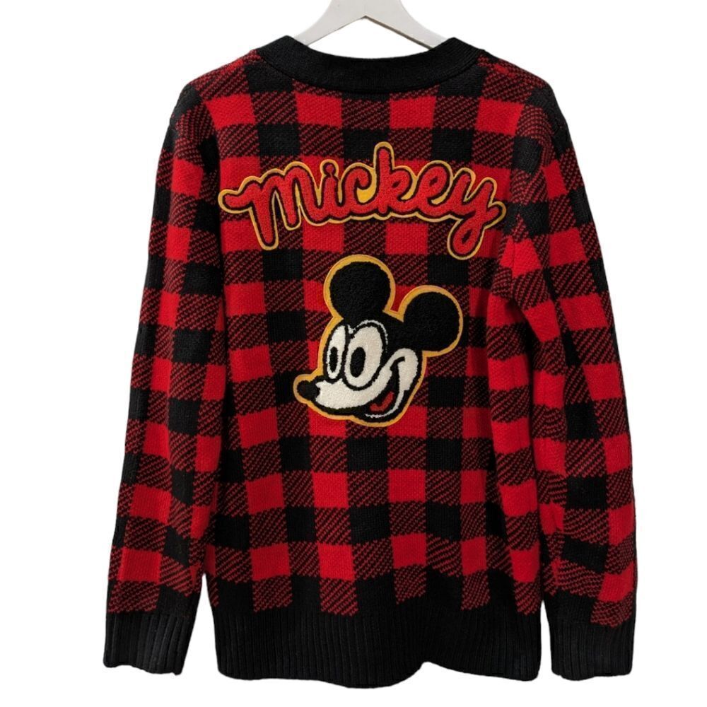 Disney x Forever 21 Mickey Mouse 90th Anniversary Buffalo Plaid Cardigan Size M - Picture 2 of 9